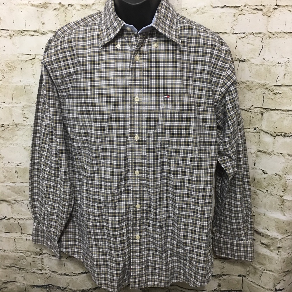Tommy Hilfiger Blue Yellow Plaid Button Down